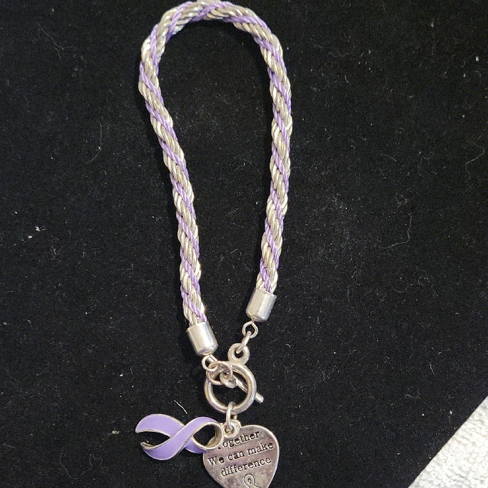 Purple Awareness Ribbon Charm Bracelet